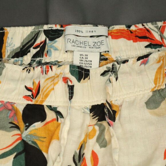 Rachel Zoe Linen Wide Leg Shorts w/Pockets Floral Design Size 3X - Picture 7 of 11